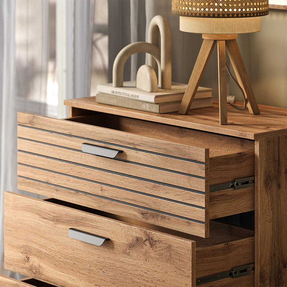 KOMMODE Amber Eiche Wotan 80 x 82 cm mit 3 Schubladen - Eiche Wotan, Holzwerkstoff (80/82/38cm) - Vicco