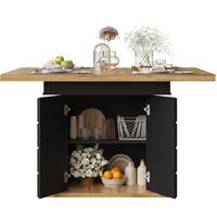 ESSTISCH 110-140/80/75 cm in Schwarz/Natur aus MDF mit Stauraum - Schwarz, Holzwerkstoff (110/80/75cm) - Flora Grace