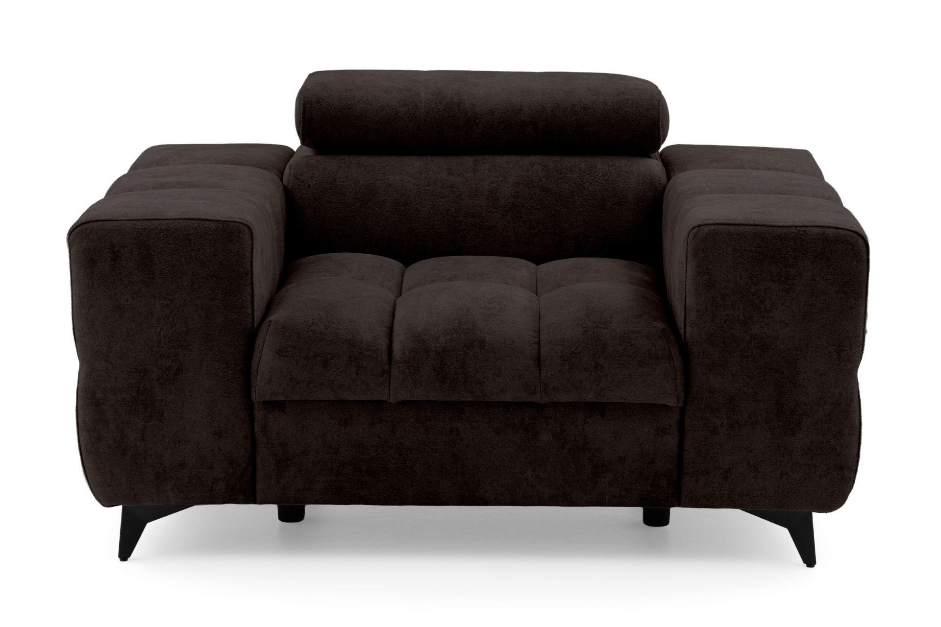 SESSEL PUDDING mit verstellbare Kopfstütze Velours Dunkelbraun - Dunkelbraun/Schwarz, Holz/Textil (140/93/100cm) - Muffo