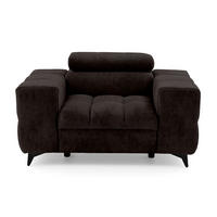 SESSEL PUDDING mit verstellbare Kopfstütze Velours Dunkelbraun - Dunkelbraun/Schwarz, Holz/Textil (140/93/100cm) - Muffo