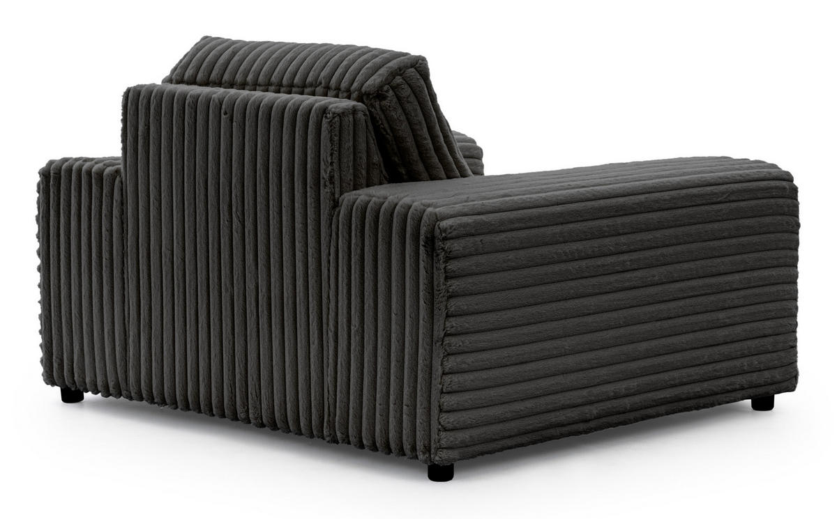 SESSEL Mollis Dunkelgrau Plüschcord - Dunkelgrau/Schwarz, Holz/Kunststoff (119/79/108cm) - S-Style Möbel