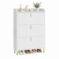 SCHUHSCHRANK mit 3 Klappen 80 x 23 x 123,5 cm MDF Weiß - Weiß, Holzwerkstoff (23.5/123.5/80cm) - Beauniv