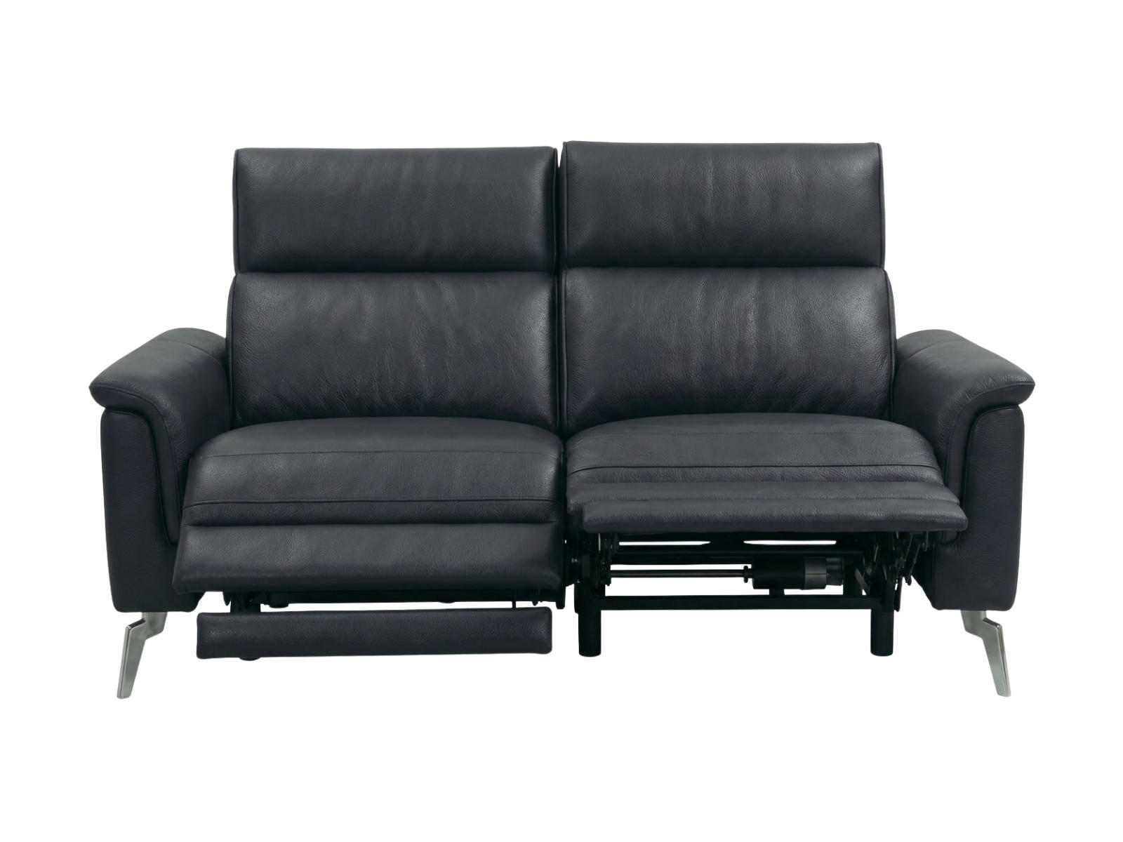 2-SITZER Sofa Borea Echtleder mit 2 x Relaxfunktion Schwarz - Schwarz, Leder/Metall (176/102/98cm)