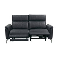 2-SITZER Sofa Borea Echtleder mit 2 x Relaxfunktion Schwarz - Schwarz, Leder/Metall (176/102/98cm)