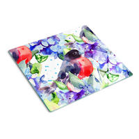 GLASPLATTE 60x52 cm Vogel und Blumen - Gelb/Multicolor, Glas (60/0.4/52cm) - TULUP