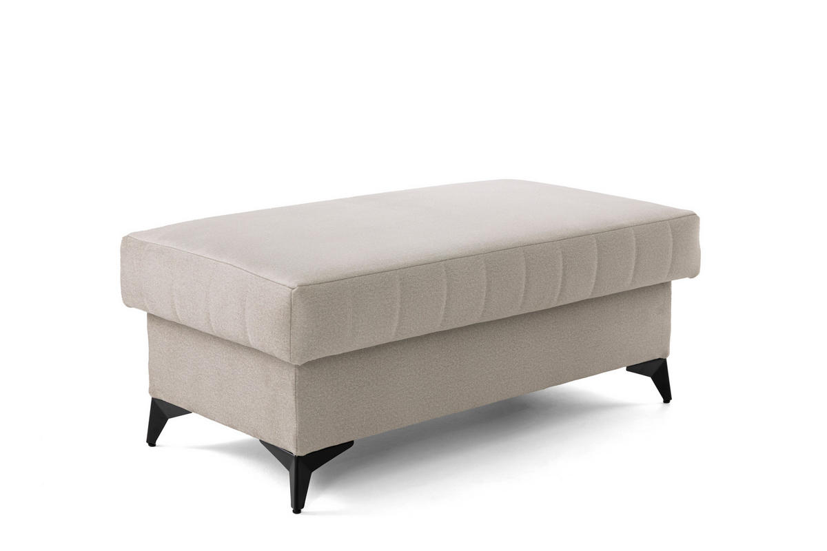 POUF PIERO 107 x 60 cm Velours Creme - Creme/Schwarz, Holz/Textil (107/43/60cm) - Muffo