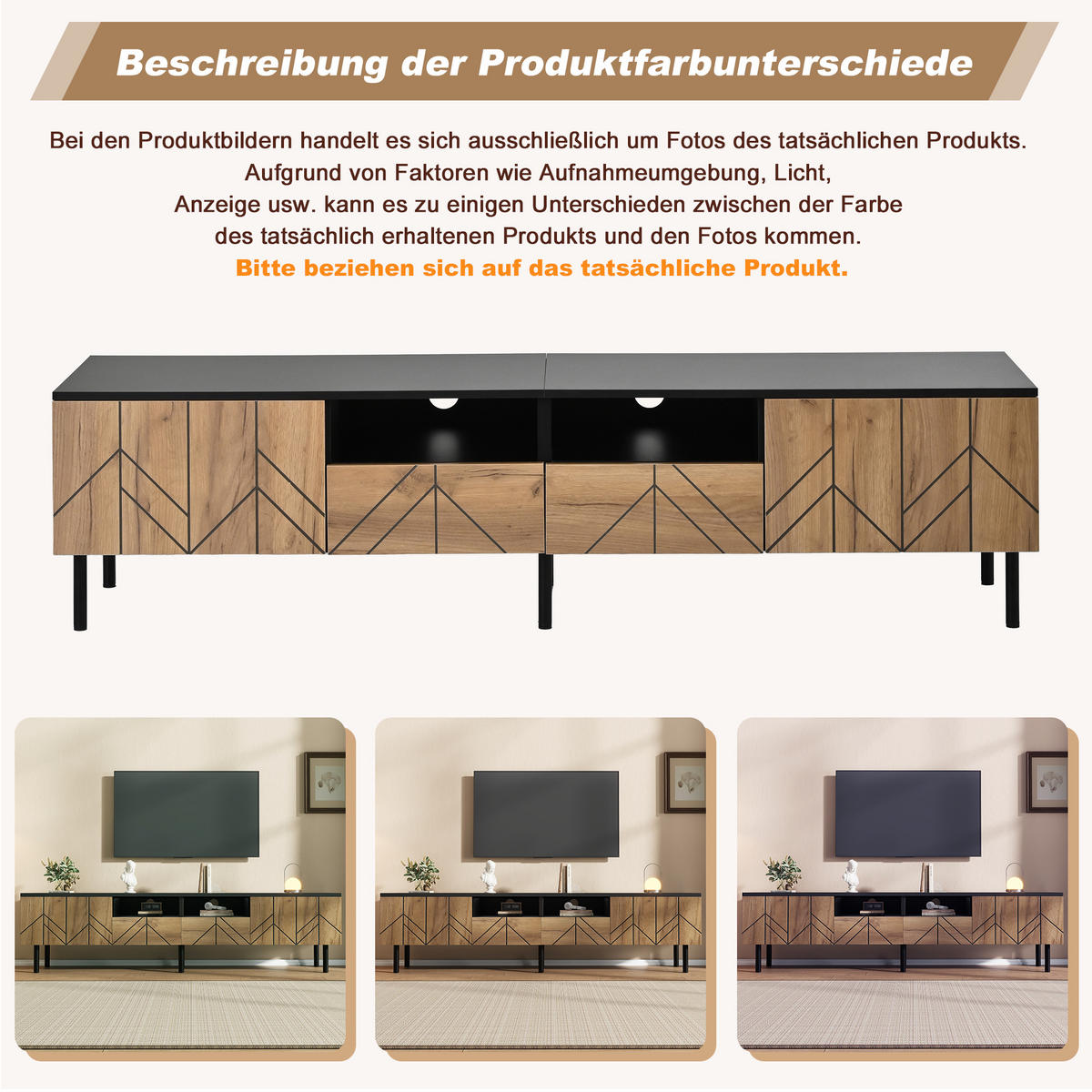 TV-SCHRANK 180cm Schubladen Türen Schwarz Holzoptik Lowboard - Multicolor, Holzwerkstoff (180/45/40cm) - FLIEKS