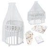 BABYBETT WHITE OVAL 7in1 mit Matratze und Himmelset - Multicolor/Weiß, Holz/Textil