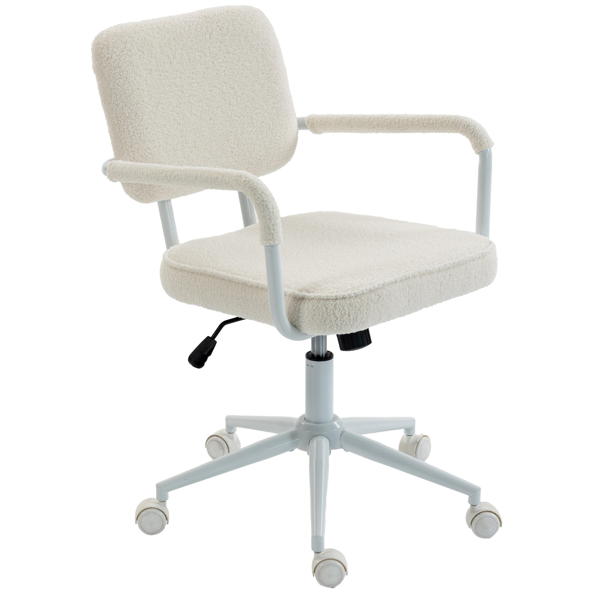 BÜROSTUHL Sherpa-Fleece 100 Polyester Cremeweiß - Creme, Kunststoff/Textil (58/93/62cm) - HOMCOM
