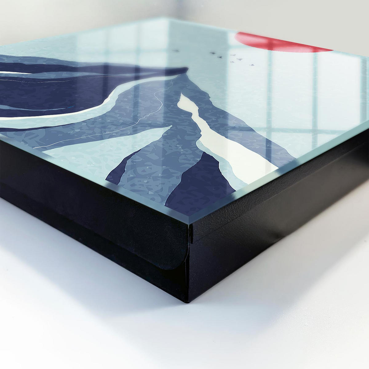 SCHLÜSSELBOX Schwarz 30x30 cm- Türöffnung nach rechts - Blaue Berge - Blau, Metall (30/30/5cm) - TULUP