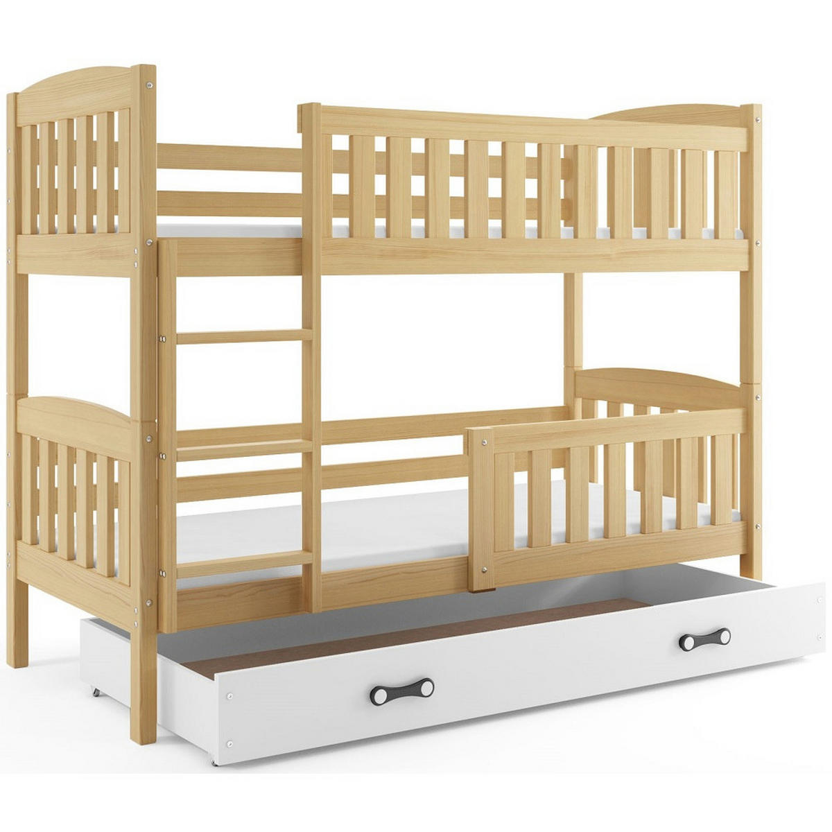 ETAGENBETT JAKOB mit Lattenrost - Weiß/Kieferfarben, Holz (90/200cm) - Interbeds