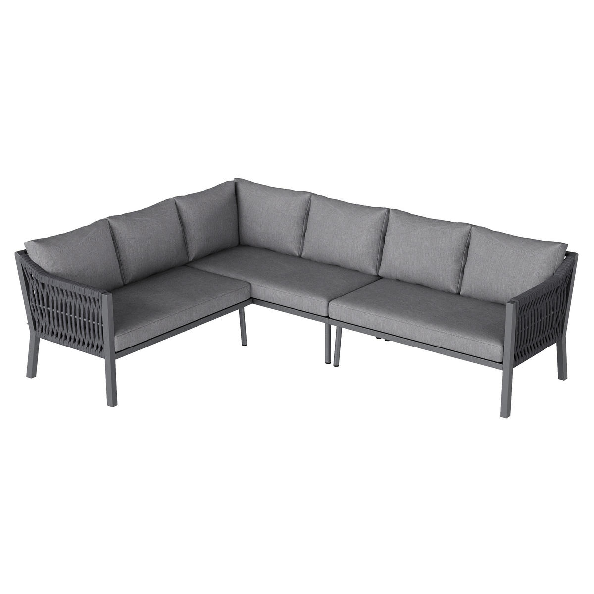 DINING-LOUNGESET L-Shaped 8-Person, inkl. 1 Esstisch & 2 Sesseln - Grau, Textil - Coonoor