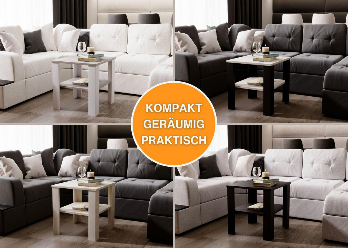 COUCHTISCH Lara53 53/47/53 - Weiß/Grau, Holzwerkstoff (53/53/47cm) - RAUMHIRSCH FURNITURE