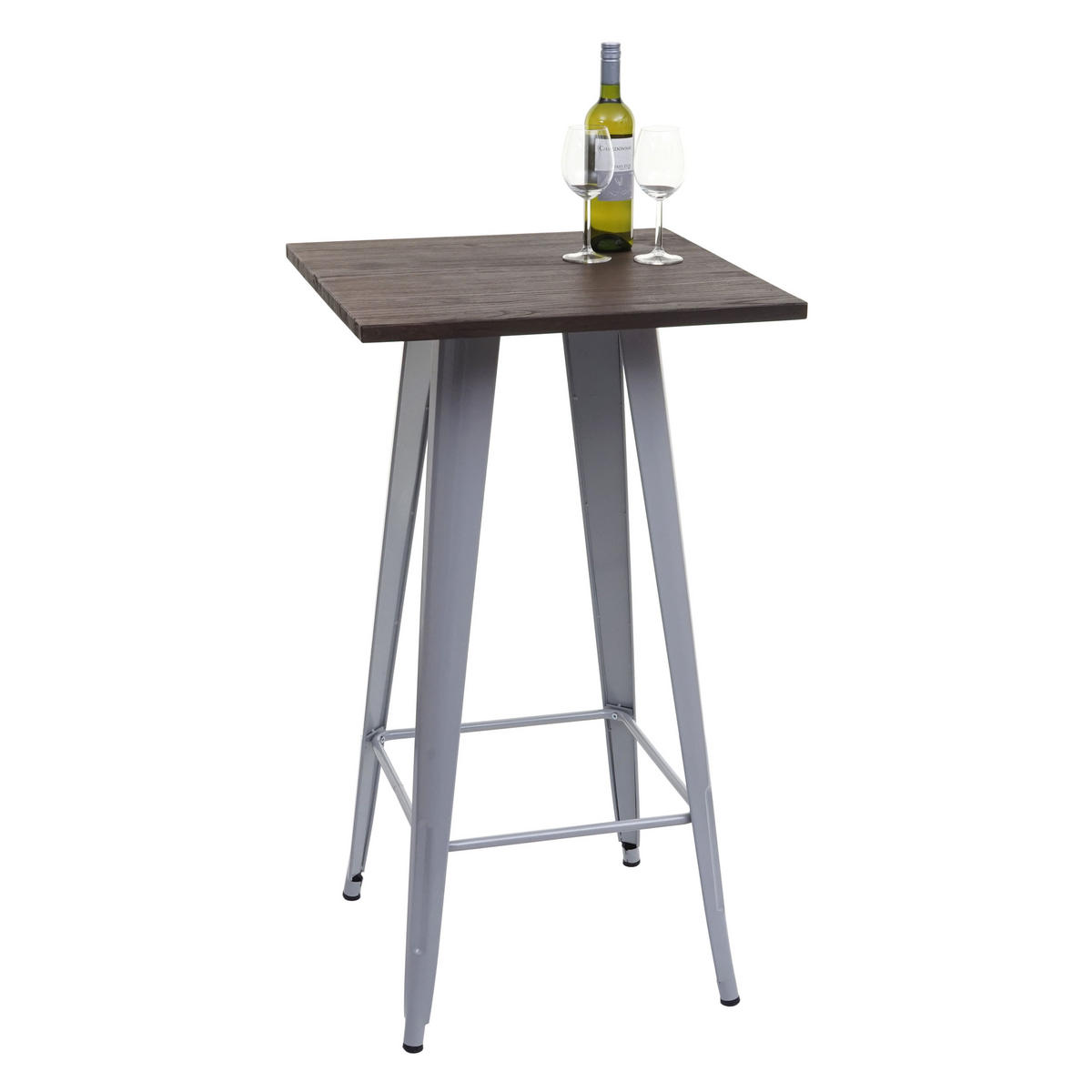 STEHTISCH INKL. HOLZ-TISCHPLATTE rechteck Grau - Grau, Holz (60/60/107cm) - MCW
