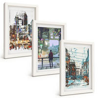 BILDER SET 3er Set - 20x30 cm Weißer Rahmen - Moderne Städte, bunte Charaktere - Weiß, Kunststoff (20/30cm) - TULUP