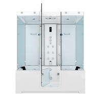 BADEWANNE Dusche K88-WS-TH-B-SC-EA Duschtempel - Weiß, Glas/Kunststoff (100/228/180cm) - AcquaVapore by Sandra Jentho