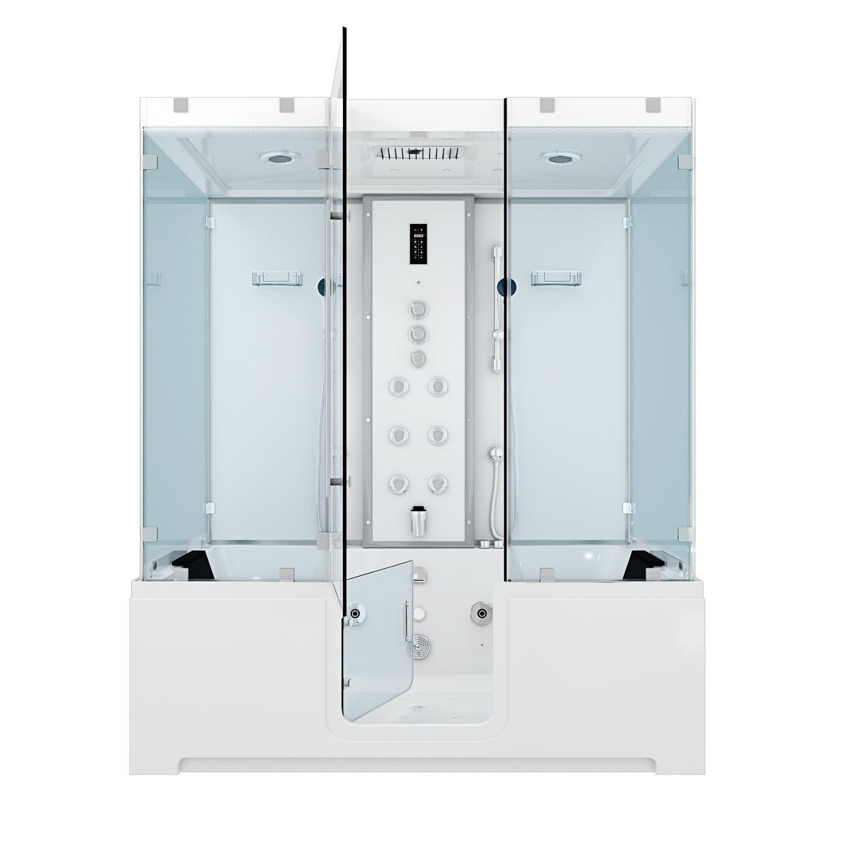 BADEWANNE Dusche K88-WS-TH-B-SC-EA Duschtempel - Weiß, Glas/Kunststoff (100/228/180cm) - AcquaVapore by Sandra Jentho