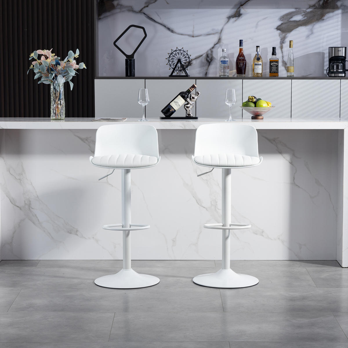 BARHOCKER höhenverstellbar drehbar Metall Weiß - Weiß, Metall (44/80/43cm) - Meubliv