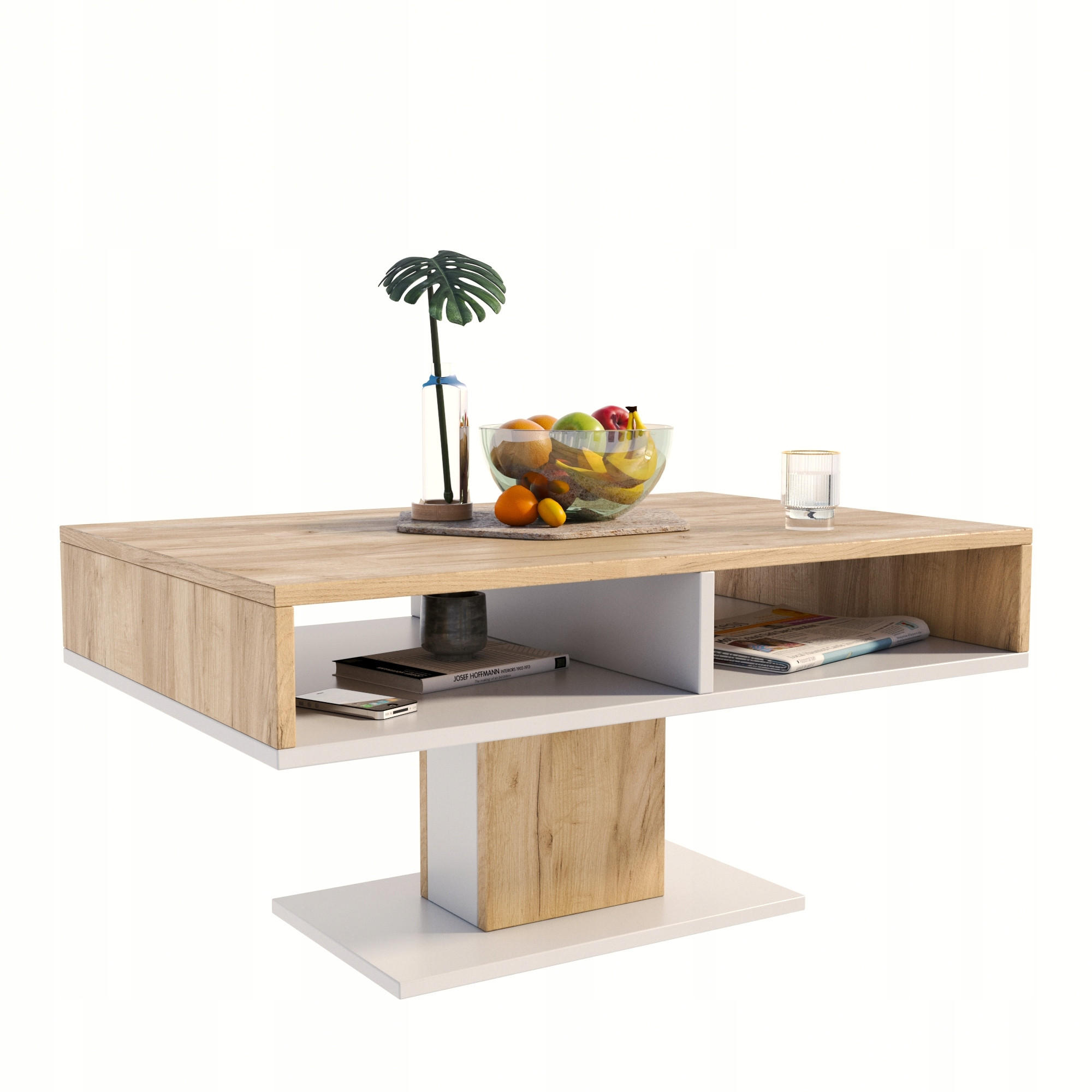COUCHTISCH INES Artisan Eiche-Weiß 100/50/50 cm - Multicolor, Holzwerkstoff (50/100/50cm) - Matkam Möbel