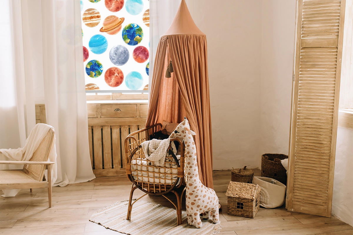 VNÚTORNÁ roleta - okenná roleta - roleta - 60x140 cm - Planéty - oranžová, plast (60/140/0.5cm) - TULUP