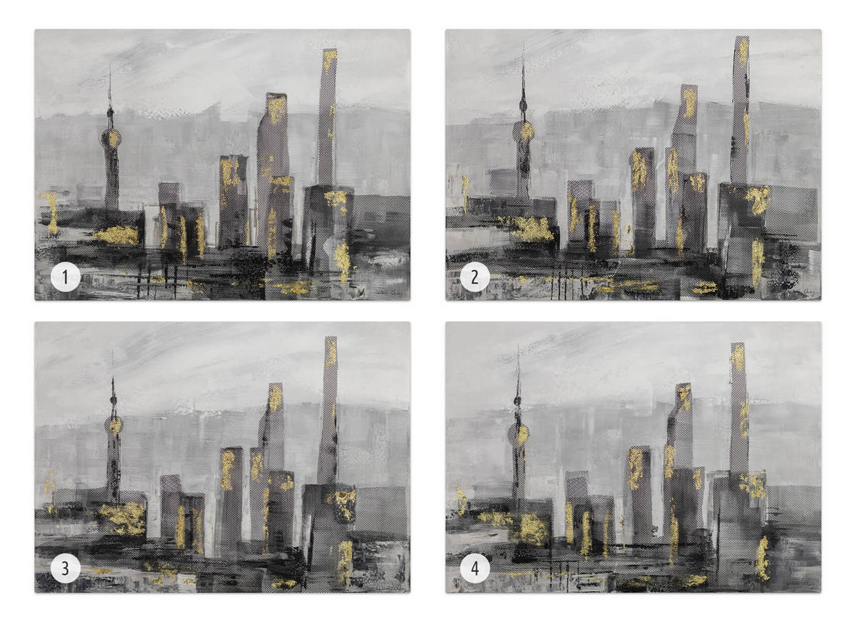 ACRYLBILD HANDGEMALT 100/70 cm - Schwarz/Grau, Holz/Textil (100/70cm) - KUNSTLOFT