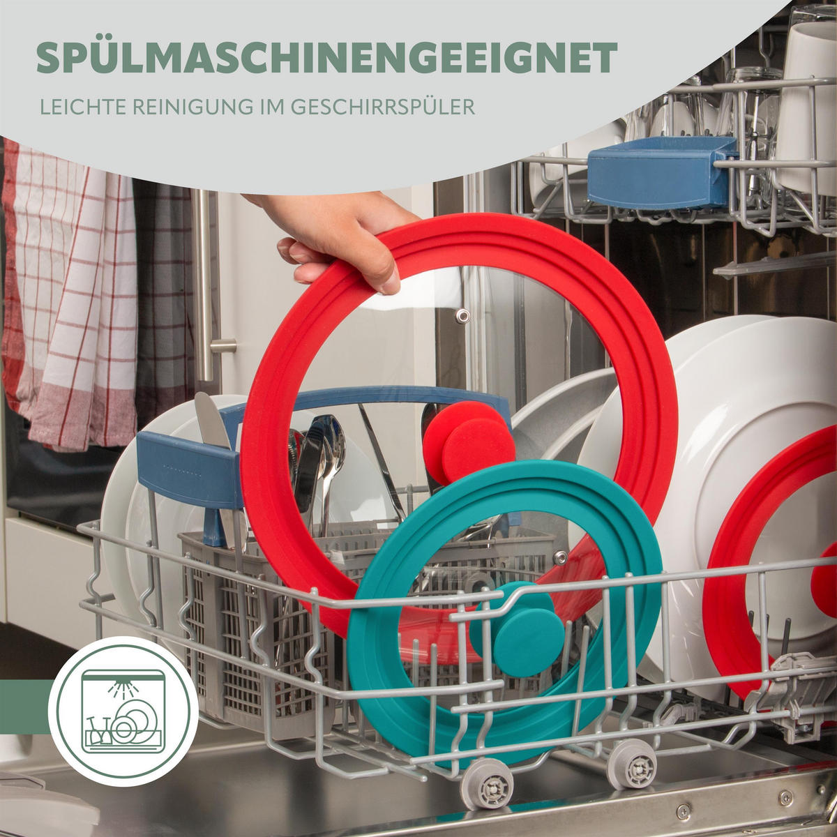 UNIVERSAL-GLASDECKEL, rot, Silikon, Edelstahl - Rot, Glas (34/34/6cm) - bremermann