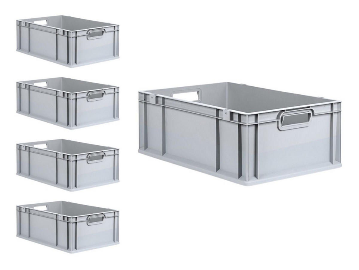 EUROBOX 5x Nextgen Economy Griffe Offen 22x40x60cm 44 Liter - Grau, Kunststoff (40/22/60cm) - PROREGAL