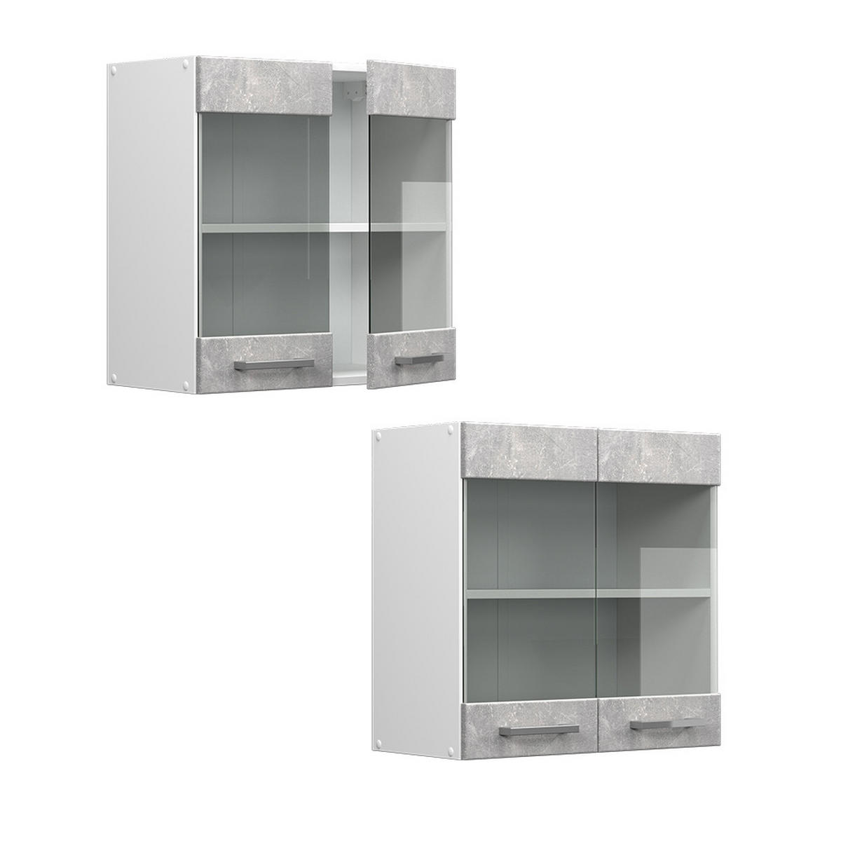 KÜCHENGLASSCHRANK R-Line Beton 60 cm - Schieferfarben/Hellgrau, Holzwerkstoff (60/60/31cm) - Vicco