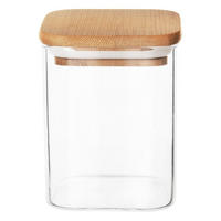 VORRATSGLAS quadratisch Bambus 850 ml Transparent - Transparent, Glas (10.5/12.5/10.5cm) - Orion 