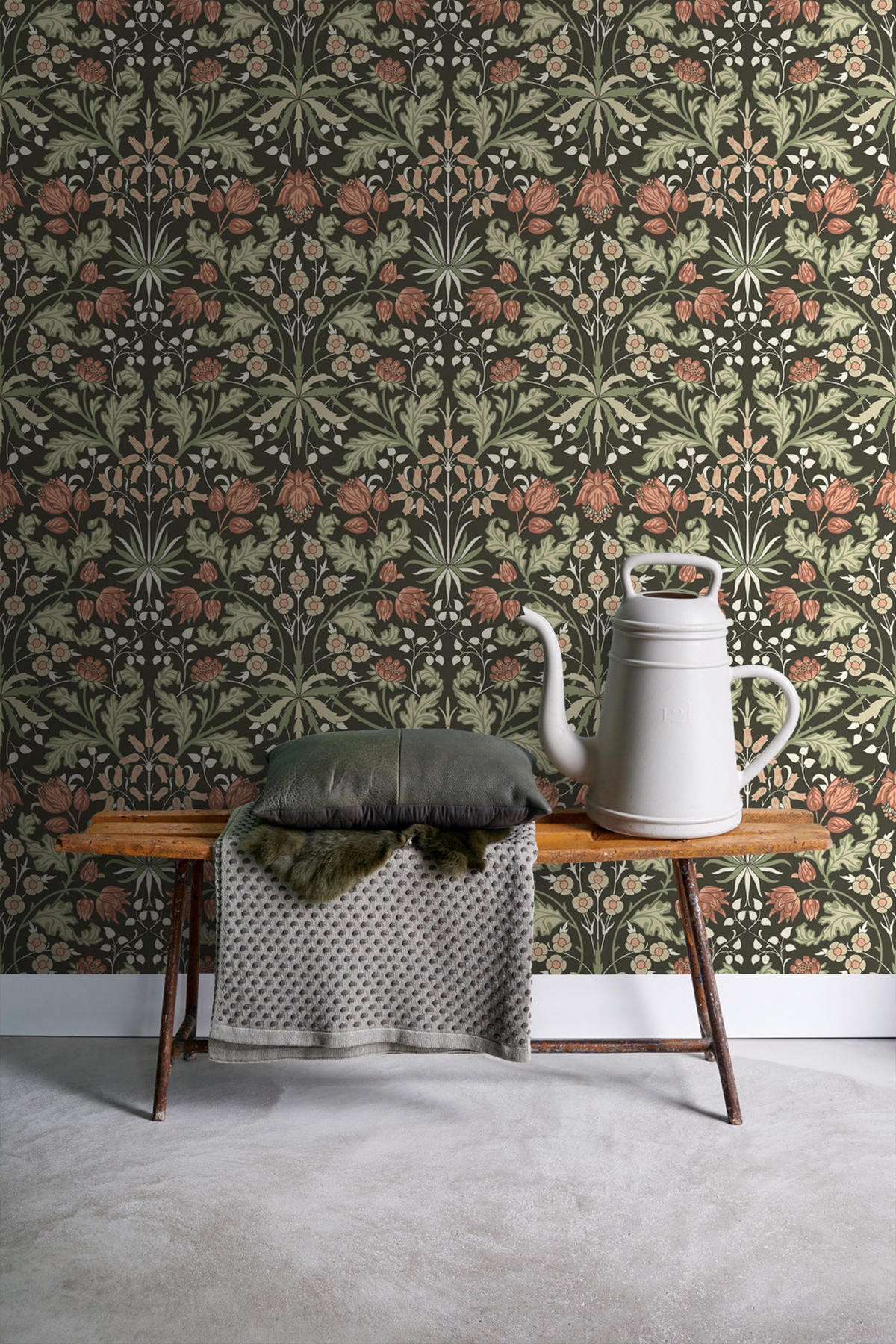TAPETE Blumenmuster im Jugendstil 50 x 900 cm - Grün, Papier (50/900cm) - ESTAhome