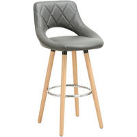 BARHOCKER aus Kunstleder, Holzgestell, Grau - Buchefarben/Grau, Holz/Textil (43/91/43cm) - Woltu