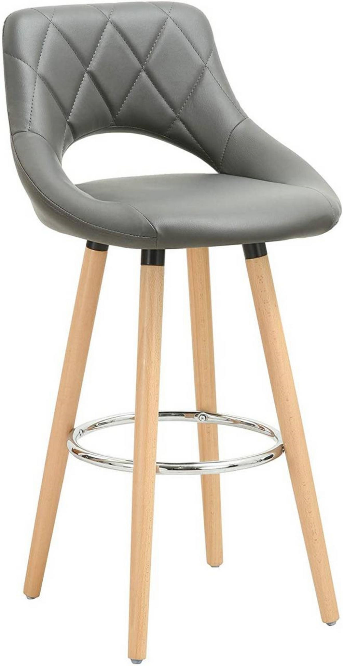 BARHOCKER aus Kunstleder, Holzgestell, Grau - Buchefarben/Grau, Holz/Textil (43/91/43cm) - Woltu