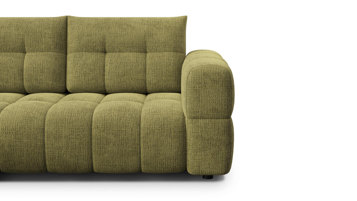 ECKSOFA CLOUDI 4-Sitzer links, olivgrün - Schwarz/Olivgrün, Holz/Textil (294/160cm) - Courtois Laville