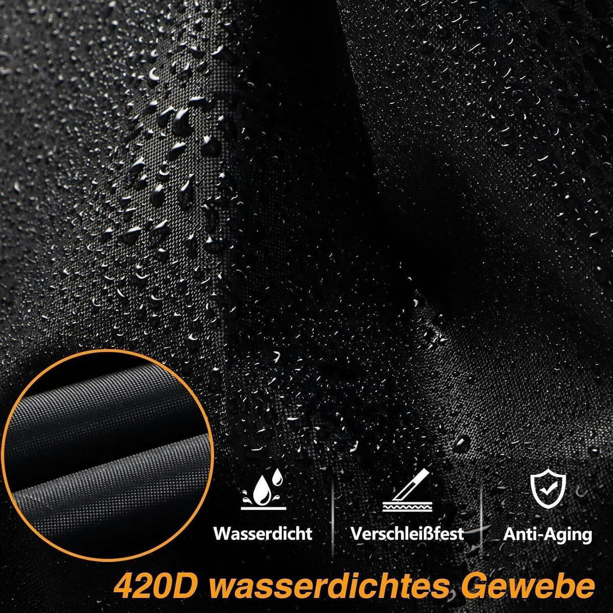 GARTENMÖBEL Abdeckung 180 x 120 x 74 cm Wasserdicht 420D Gewebe - Schwarz, Textil (120/74/180cm)