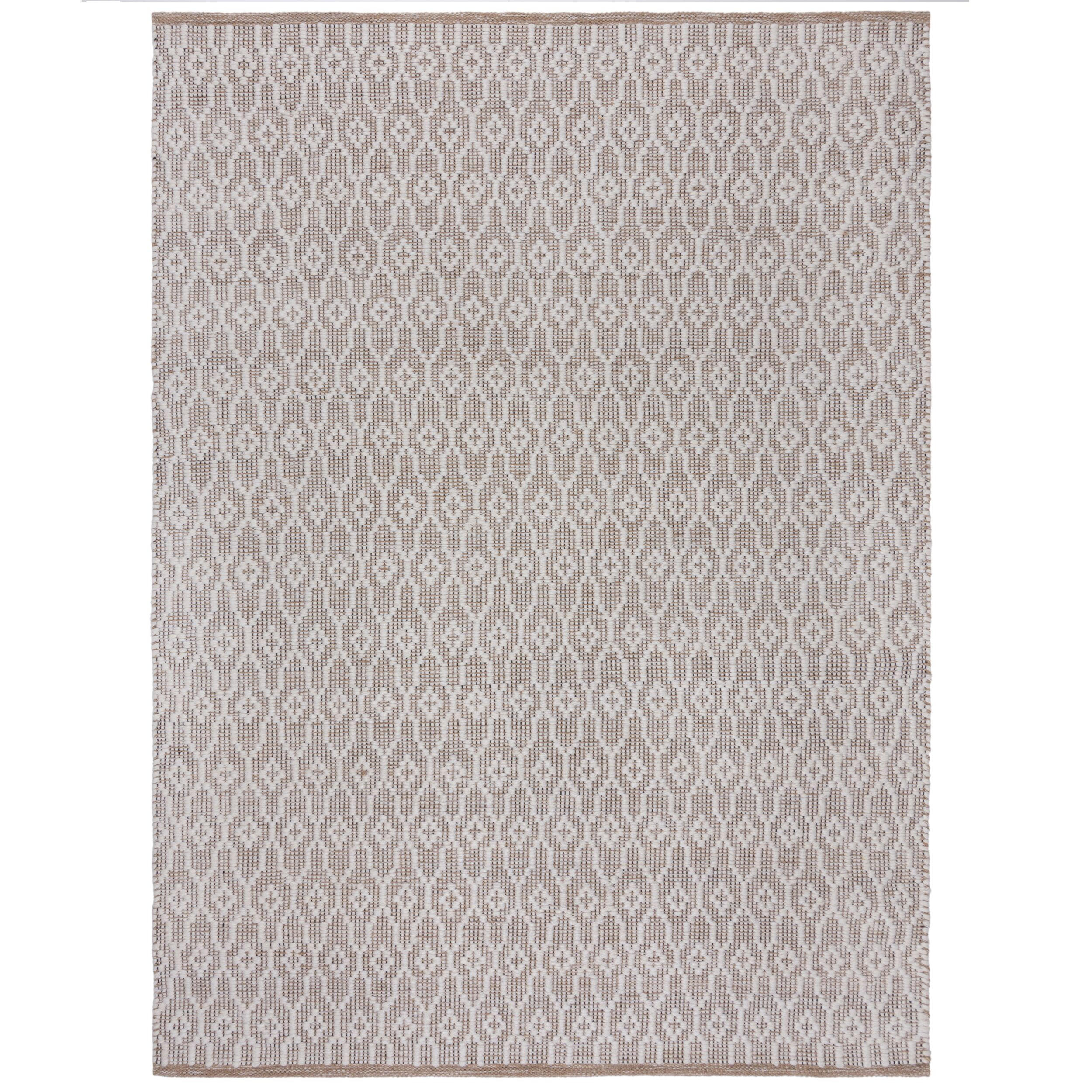 TEPPICH Wolle Kurzflor Diamant Muster, Wohnzimmer Beige Rechteckig 80x150 - Beige, Textil (80/150cm) - KADIMA DESIGN