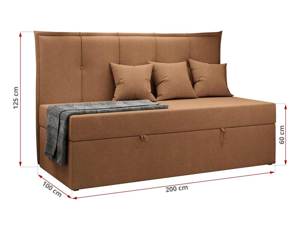 BOXBETT BANCO 90/200 Orange Struktur - H3 - Orange, Holz/Textil (90/200cm) - MKS