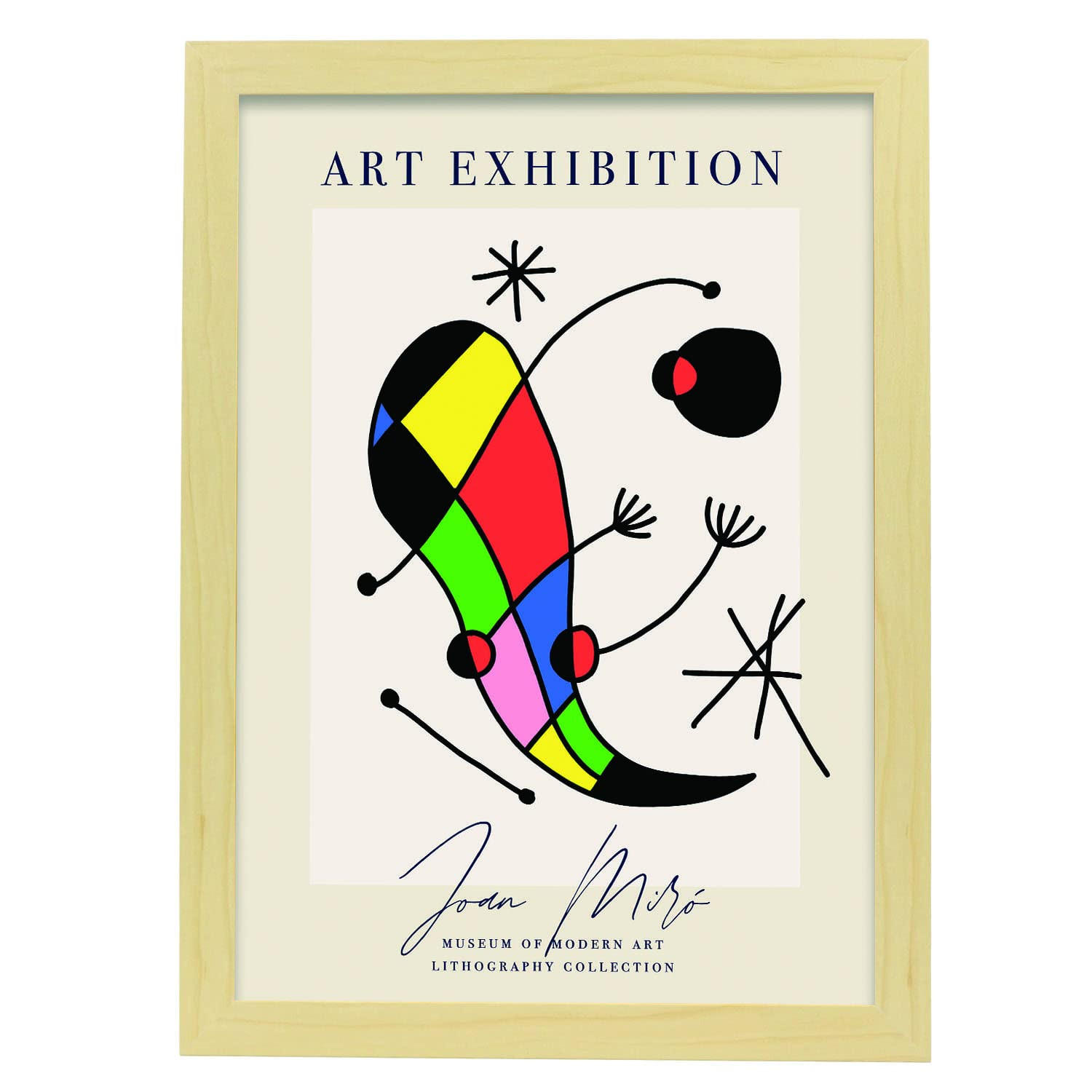 POSTER Joan Miro Kunst – Ausstellung A3 Rahmen Aus Hellem Holz - Beige, Papier (29.7/5/42cm) - Nacnic