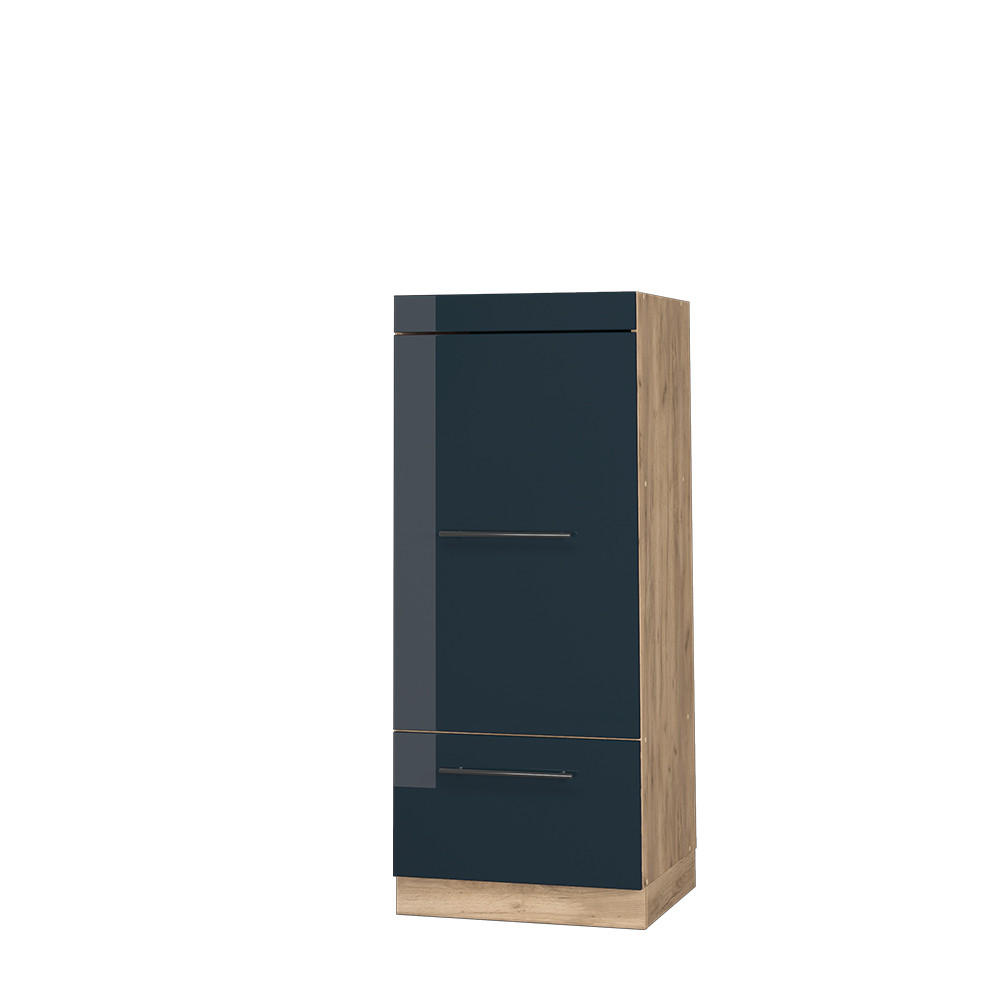 MIKROWELLENSCHRANK Fame-Line Dunkelblau Hochglanz 60 cm - Eiche Wotan/Dunkelblau, Holzwerkstoff (60/153.6/58.1cm) - Vicco