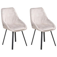ESSZIMMERSTUHL 2er Set drehbar Samtstoff Hellbeige Terlton - Beige/Schwarz, Textil/Metall (52/89/54cm) - Beliani