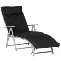 LIEGESTUHL faltbar 7-fach verstellbar mit Kissen schwarz - Schwarz, Metall (63.5/100.5/137cm) - Kaket
