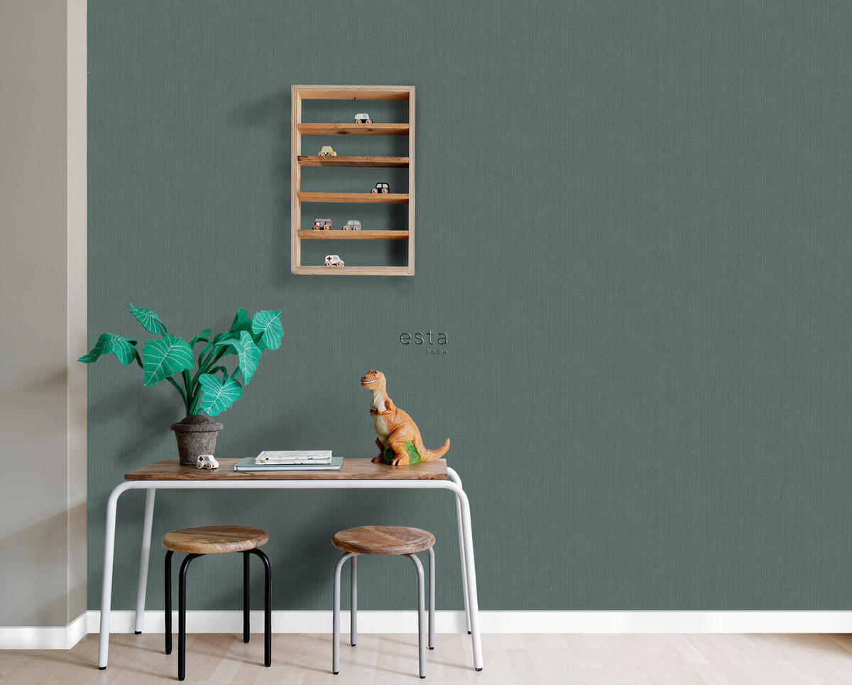 TAPETE Jeans-Optik 53 cm x 10.05 m - Grün, Papier (53/1000cm) - ESTAhome