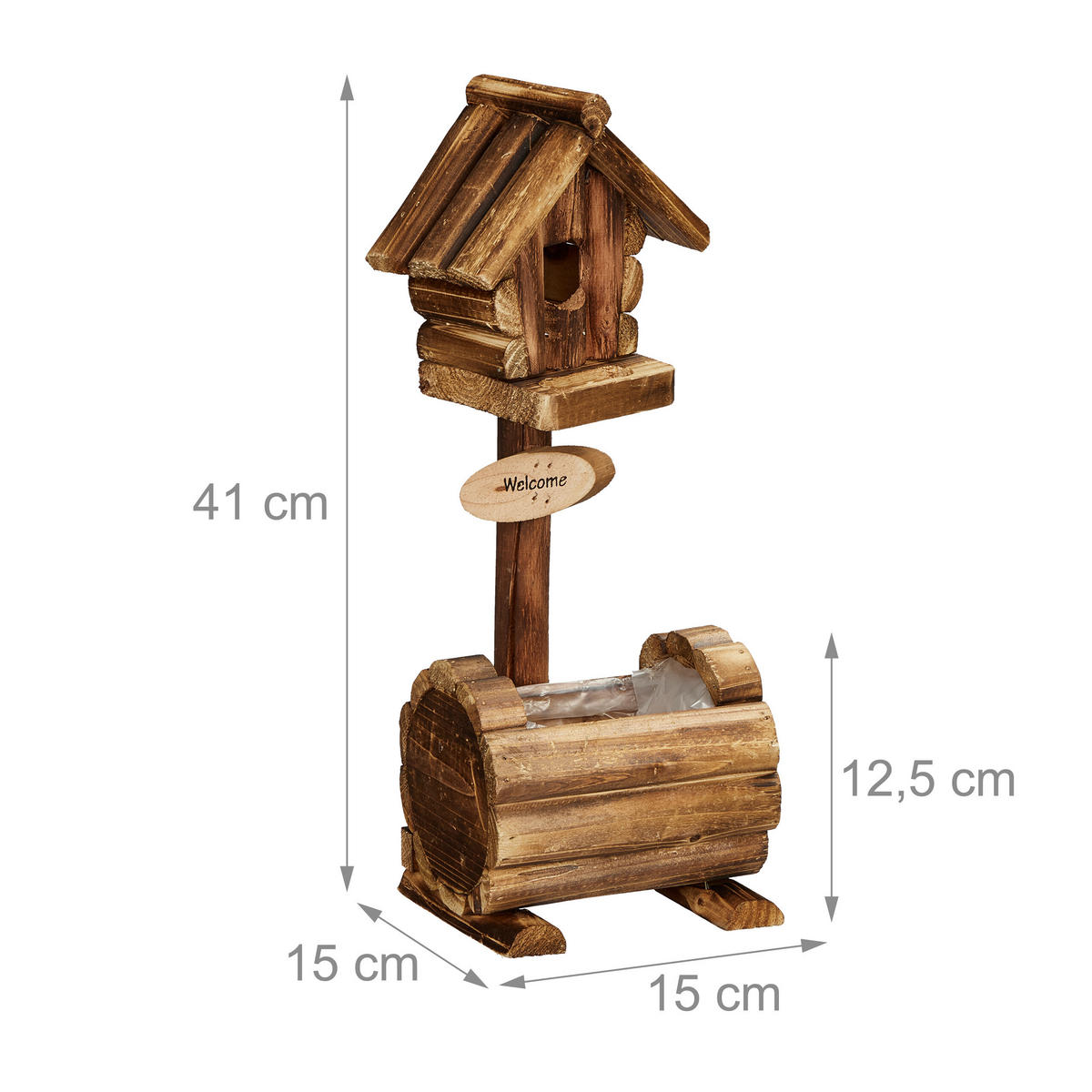 DEKO-VOGELHAUS - Braun, Holz/Kunststoff (15/41/15cm) - Relaxdays
