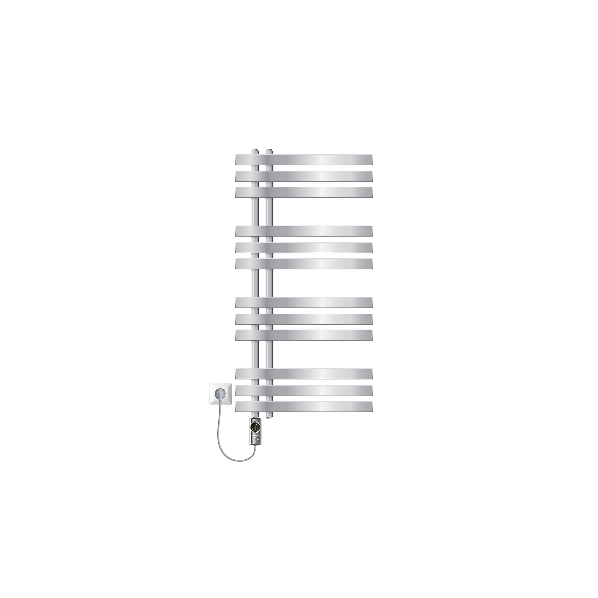 BADHEIZKÖRPER elektrisch Iron EM 500x1000 mm Chrome mit Heizstab 300W Digital - Chromfarben, Metall (50/100/3cm) - LuxeBath