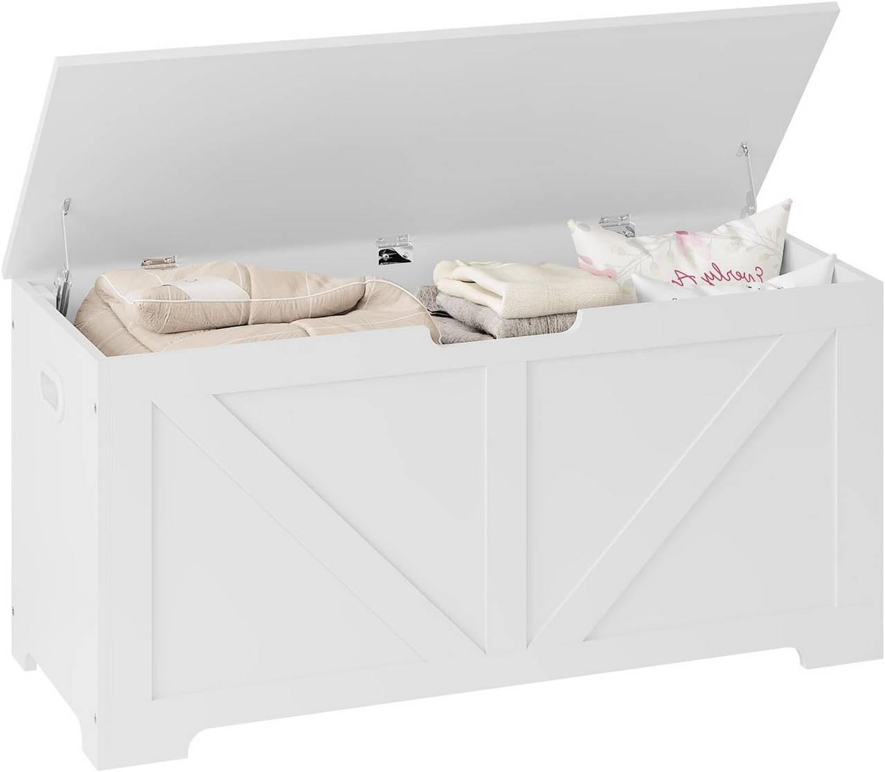 SITZBANK mit Stauraum, 100x47x40cm, Weiß - Weiß, Holzwerkstoff (100/47/40cm) - Woltu