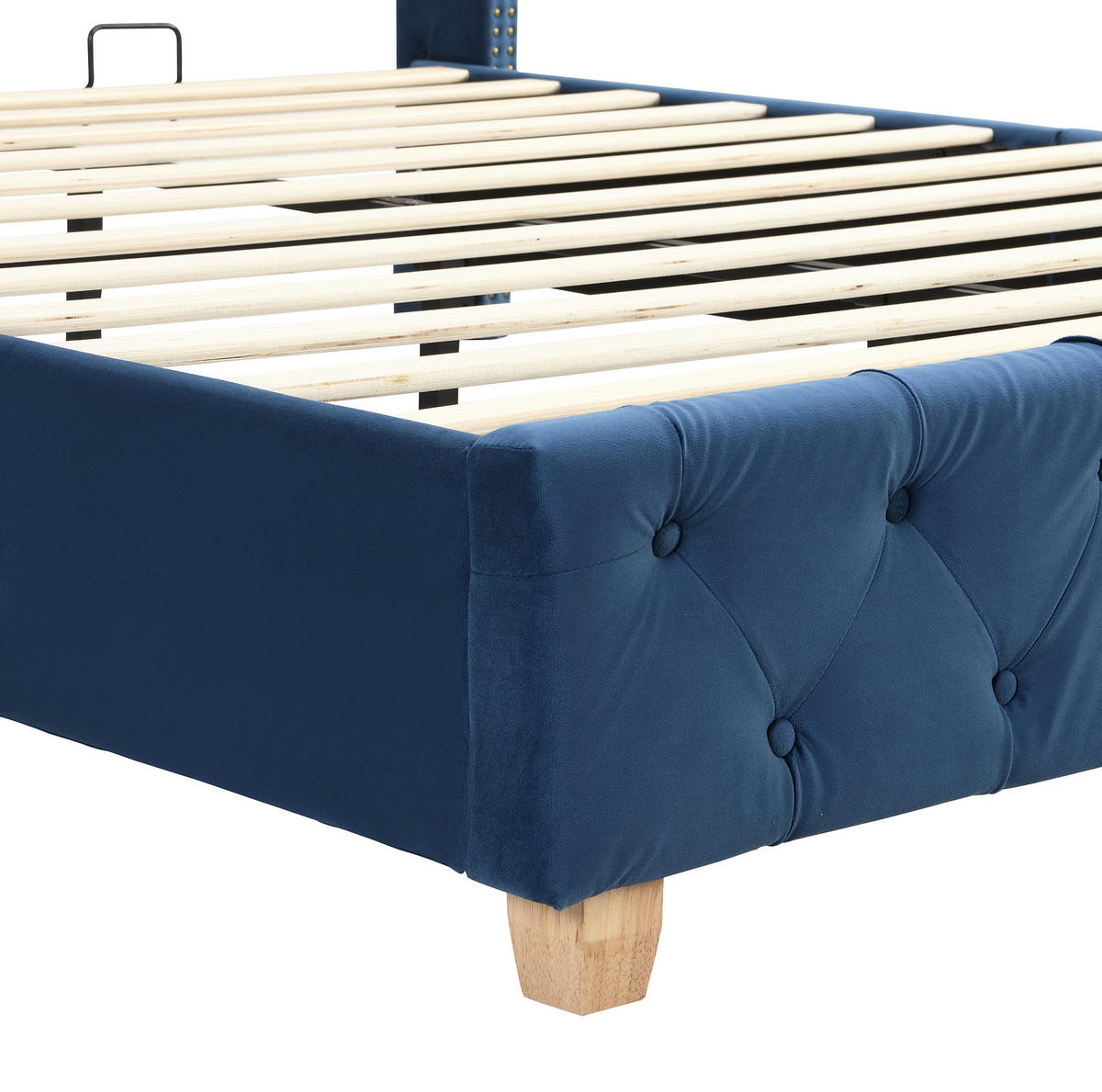 BETT mit Lattenrost 160x200 cm Samt Blau - Blau, Metall (160/200cm) - Beauniv
