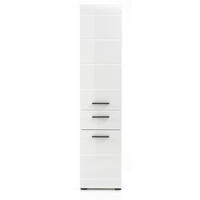 HOCHSCHRANK weiß Hochglanz 30 cm, Badschrank Türanschlag wechselbar - Weiß Hochglanz/Schwarz, Holzwerkstoff/Kunststoff (30/182/31cm) - Top.Furn