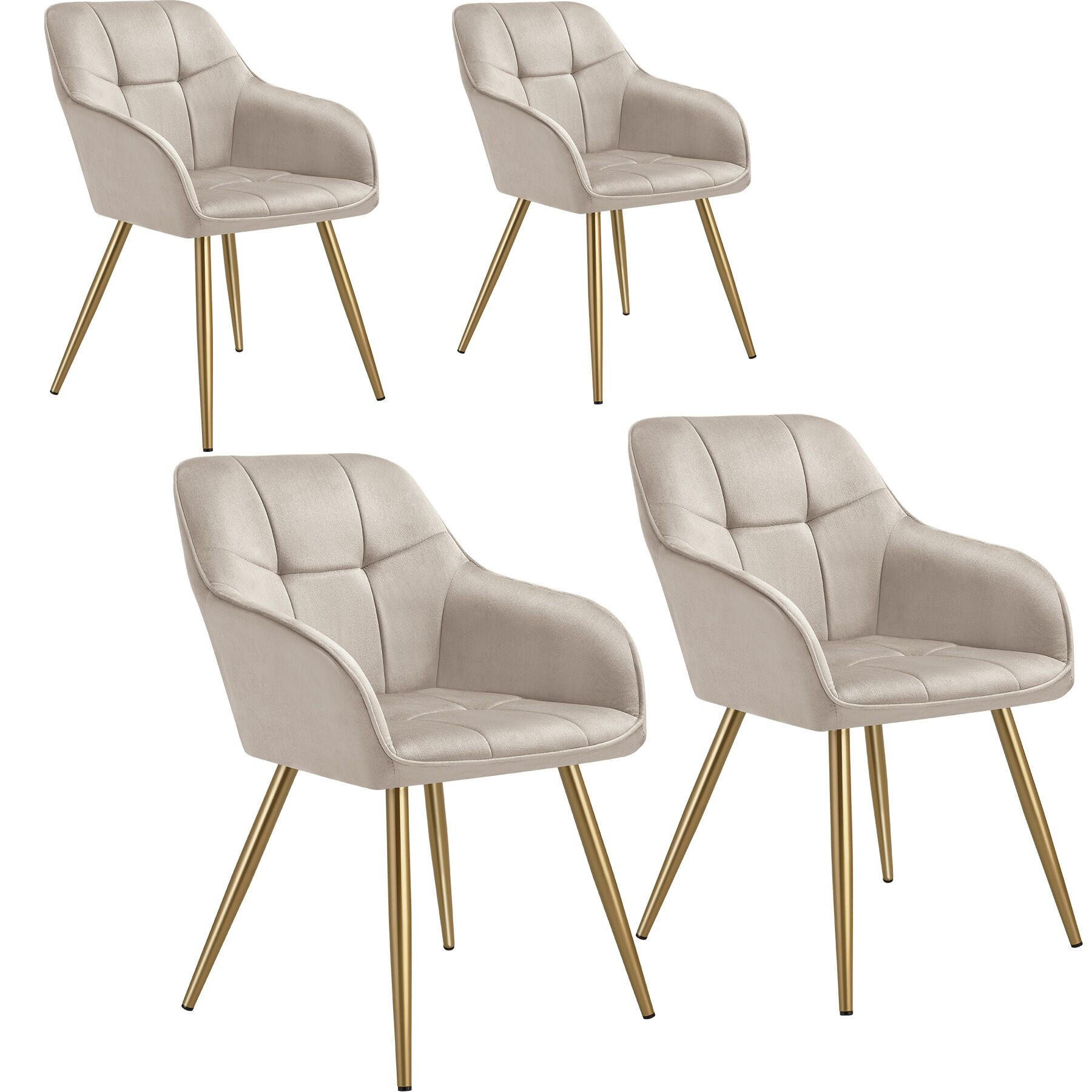 tectake Esszimmerstuhl Taupe, Gold 58x82x62 cm