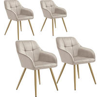 ESSZIMMERSTUHL 4er Set Marilyn,58 x 62 x 82 cm,taupe/gold - Taupe/Goldfarben, Kunststoff (58/82/62cm) - tectake