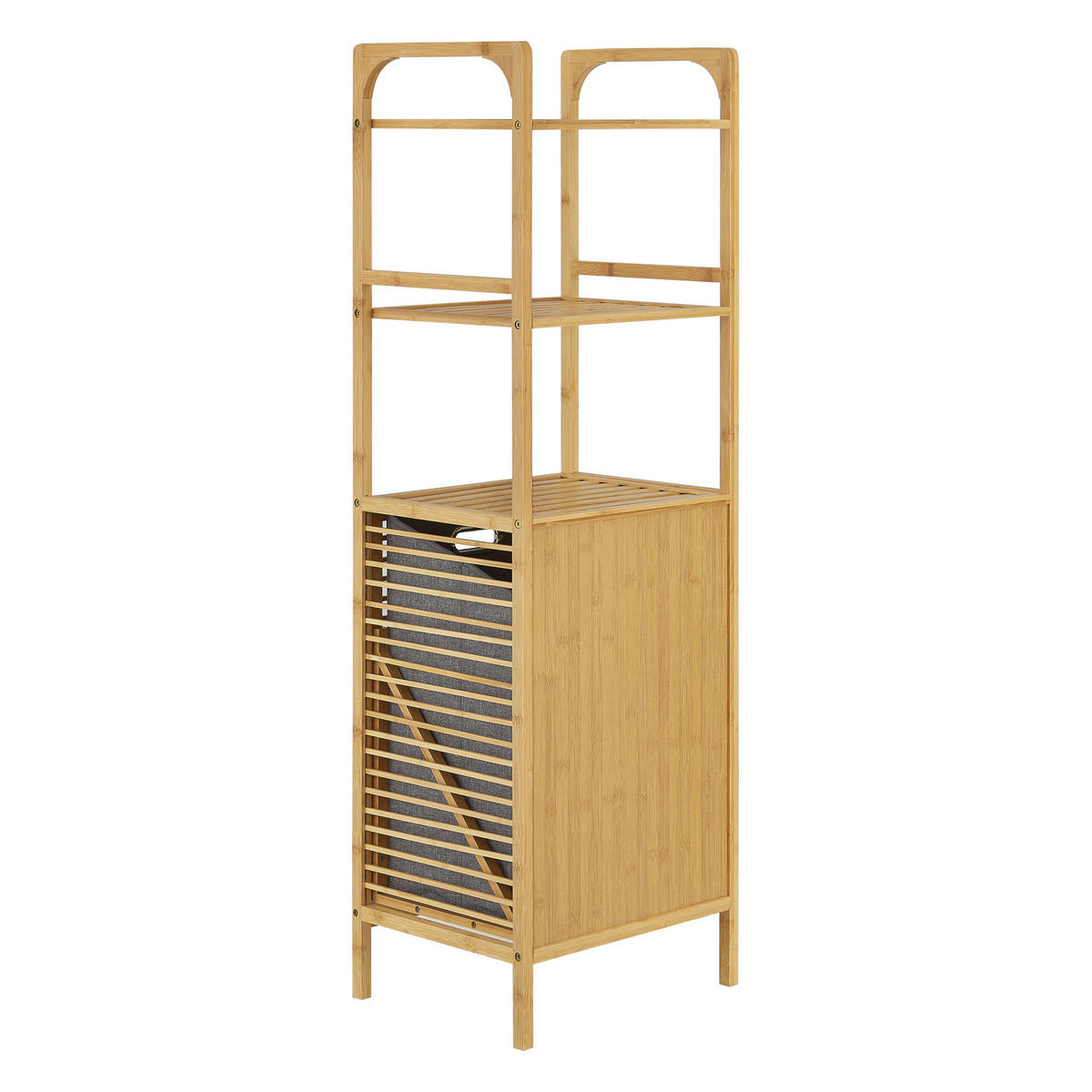 WÄSCHEREGAL Tidaholm - Naturfarben/Grau, Holz/Textil (39.5/118/30.5cm) - [en.casa]