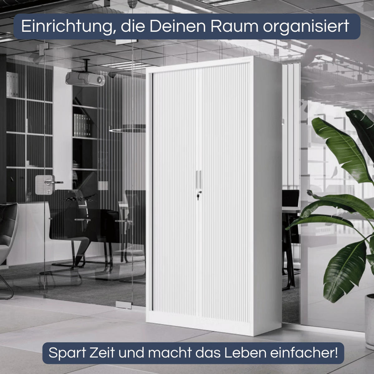 AKTENSCHRANK abschließbar KETI mit Rolladentüren 185x90x45cm Weiß - Weiß, Metall (90/185/45cm) - DELUKE